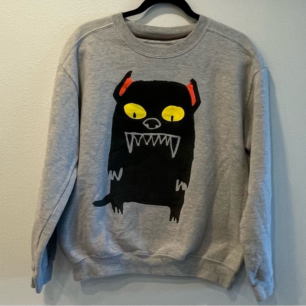 Forever 21/21 Men Little Monster Gray Sweatshirt (M)